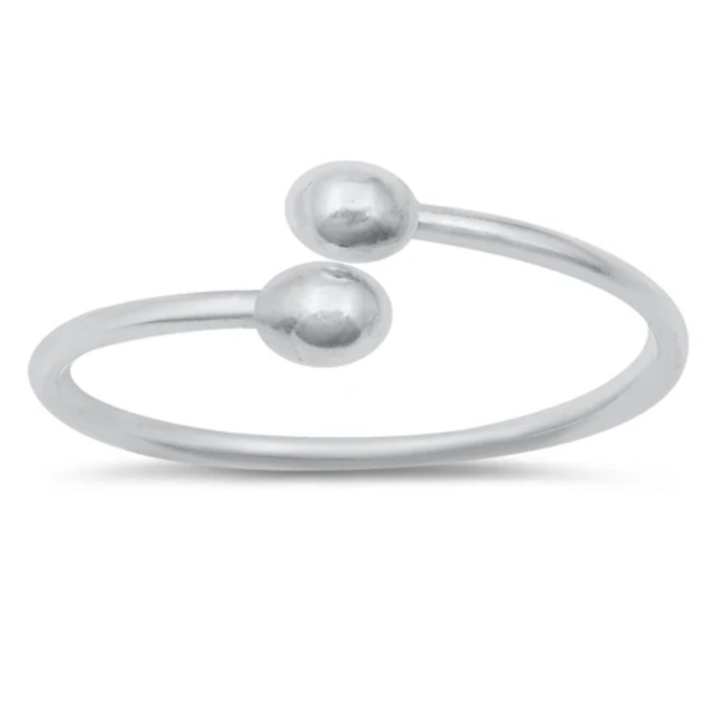 Sterling Silver Wraparound Ring – Ball Stud Design (size 7)